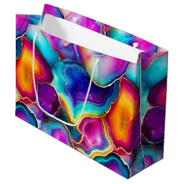 Bolsa De Regalo Grande Ágata Arcoíris | Patrón de Piedra Abstracta Vibran