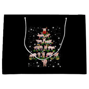 Bolsa De Regalo Grande Agradable Árbol De Navidad De Cerdo Cubierto De L