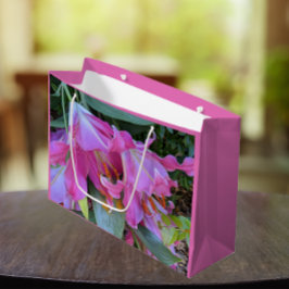 Bolsa De Regalo Grande Agradable Floral Rosa Lilies
