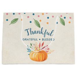 Bolsa De Regalo Grande Agradecimiento bendecido con calabaza Naranja