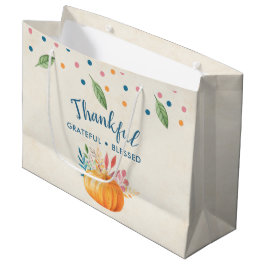 Bolsa De Regalo Grande Agradecimiento bendecido con calabaza Naranja