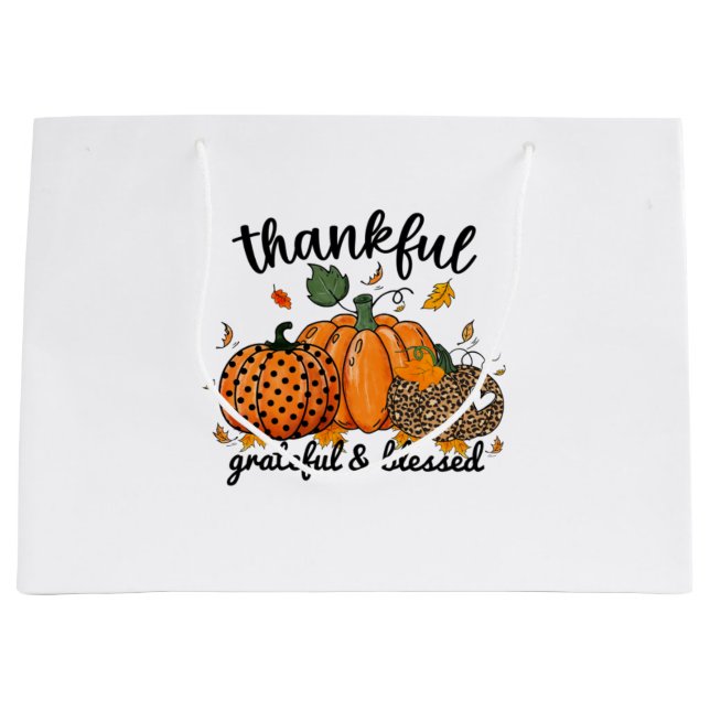Bolsa De Regalo Grande Agradecimiento De La Calabaza Y Bendición (Anverso)