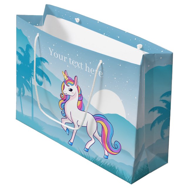 Bolsa De Regalo Grande agregar texto chicas unicorn fiesta (Angulo Anverso)
