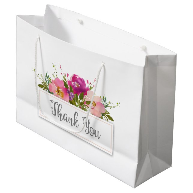 Bolsa De Regalo Grande Agua Floral rosa ducha de novia (Angulo Anverso)