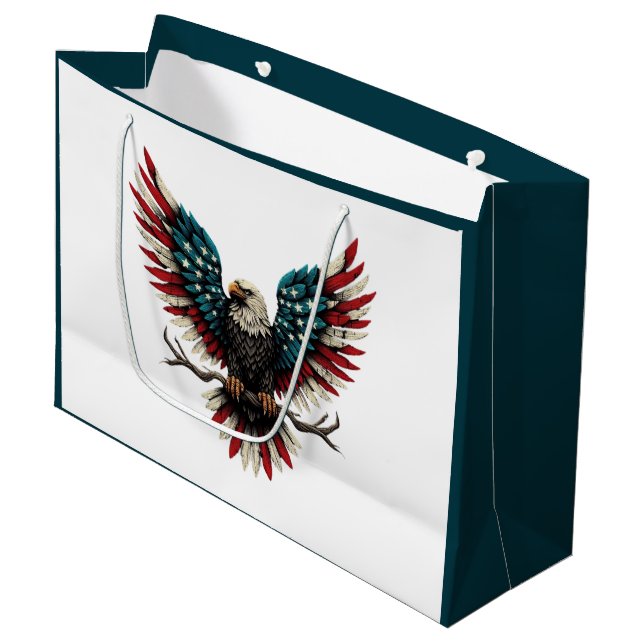 Bolsa De Regalo Grande Águila calva norteamericana/estadounidense patriót (Angulo Anverso)