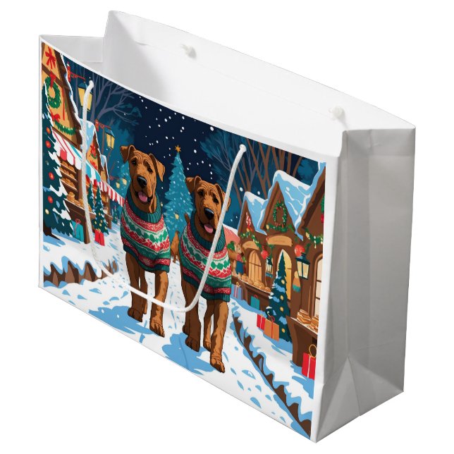 Bolsa De Regalo Grande Airedale Dogs Christmas Snow Holiday (Angulo Anverso)