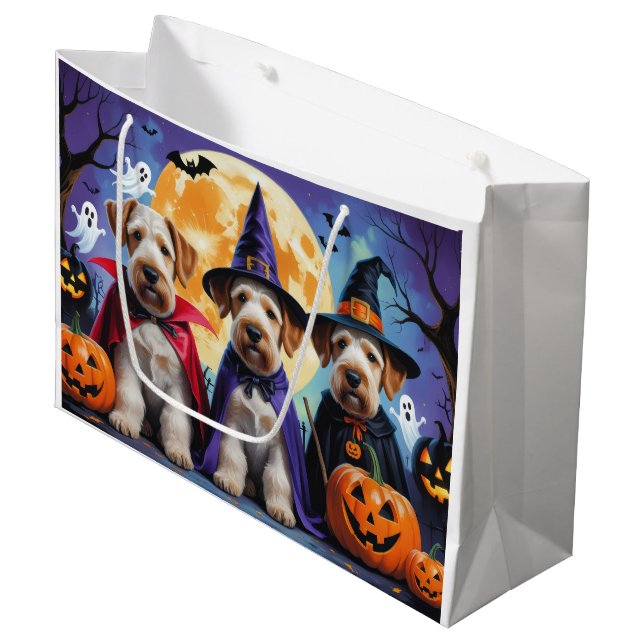 Bolsa De Regalo Grande Airedale Terrier Perros Calabaza Halloween Funny (Angulo Anverso)
