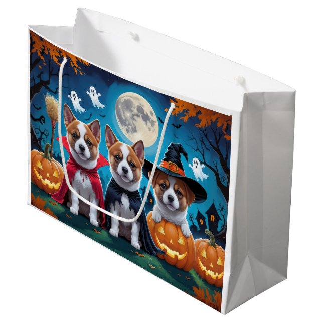 Bolsa De Regalo Grande Akita Dogs Pumpkin Halloween Funny (Angulo Anverso)