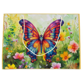 Bolsa De Regalo Grande Alas Naranjas azules de mariposa