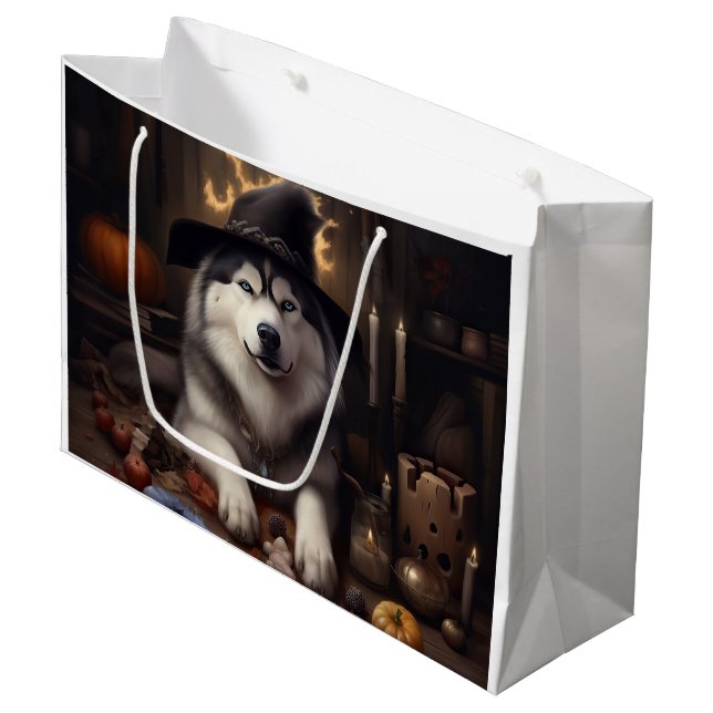 Bolsa De Regalo Grande Alaskan Malamute calza calabazas de Halloween (Angulo Anverso)