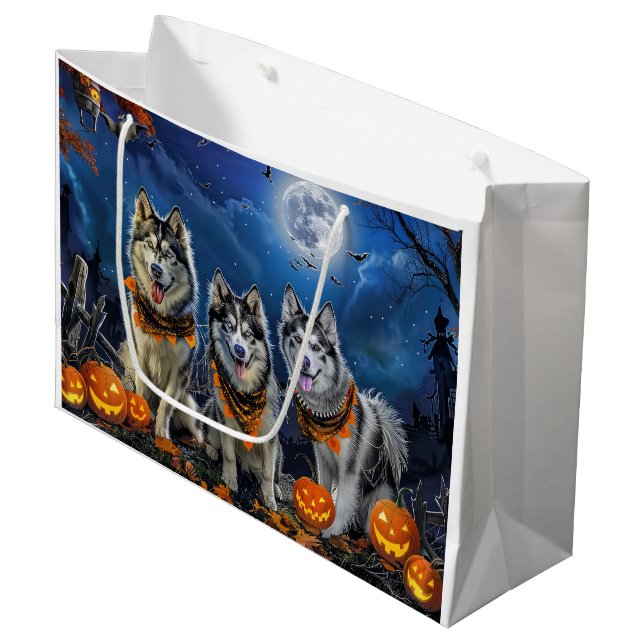 Bolsa De Regalo Grande Alaskan Malamute Halloween Spooky (Angulo Anverso)