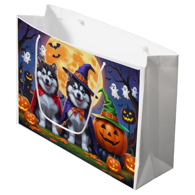 Bolsa De Regalo Grande Alaskan Malamute Perros Calabaza Halloween Funny (Angulo Anverso)