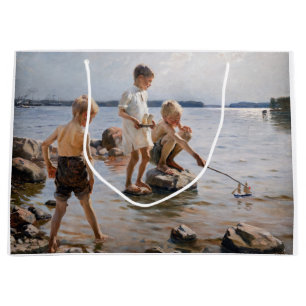 Bolsa De Regalo Grande Albert Edelfelt - Niños jugando en la costa