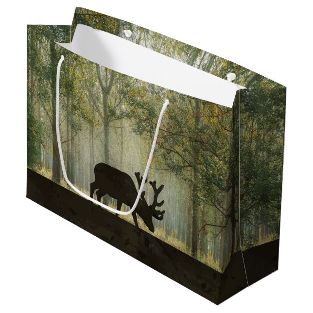Bolsa De Regalo Grande Alces en el ilustracion del bosque (Angulo Anverso)
