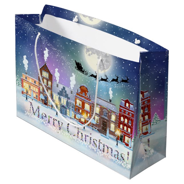 Bolsa De Regalo Grande Aldea Santa y Sleigh navidades (Angulo reverso)
