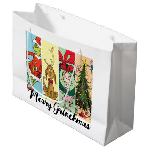 Bolsa De Regalo Grande Alegre Collage Navideño del Grinch