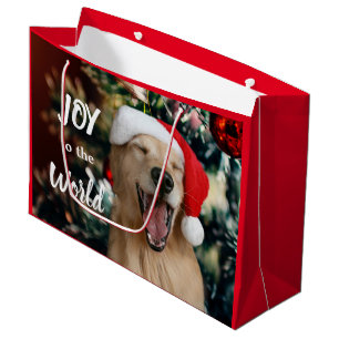 Bolsa De Regalo Grande Alegría del perro de oro a los Navidades del mund