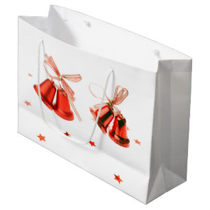 Bolsa De Regalo Grande Alegría navidad Red Bells decoración con texto