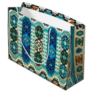 Bolsa De Regalo Grande Alfombra persa turca oriental azul verde