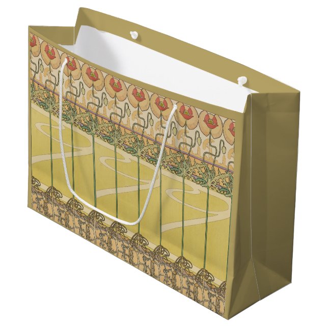 Bolsa De Regalo Grande Alfonse Mucha Poppies Art Nouveau Floral Wallpaper (Angulo Anverso)