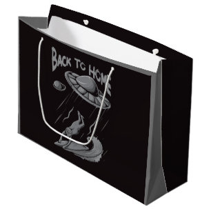 Bolsa De Regalo Grande alienígena ufo navegando en ilustracion con vuelta