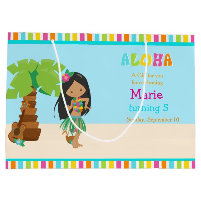 Bolsa De Regalo Grande Aloha African American Chica Gracias (Reverso)