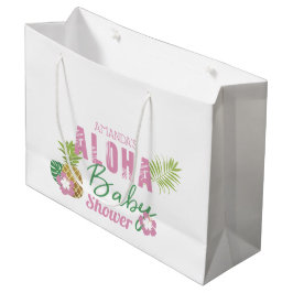 Bolsa De Regalo Grande Aloha Baby Chica Rosado y Verde Tropical Baby Show
