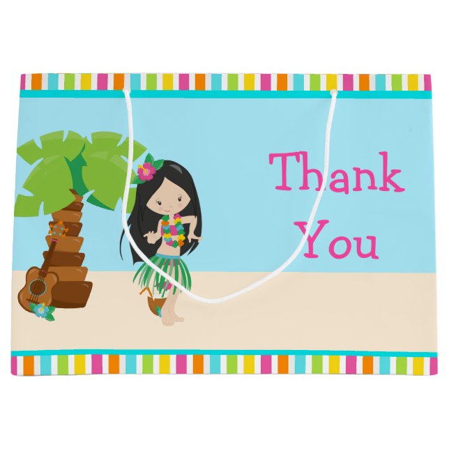 Bolsa De Regalo Grande Aloha Black Hair Chica Gracias (Anverso)