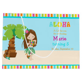 Bolsa De Regalo Grande Aloha Brown Hair Chica Gracias