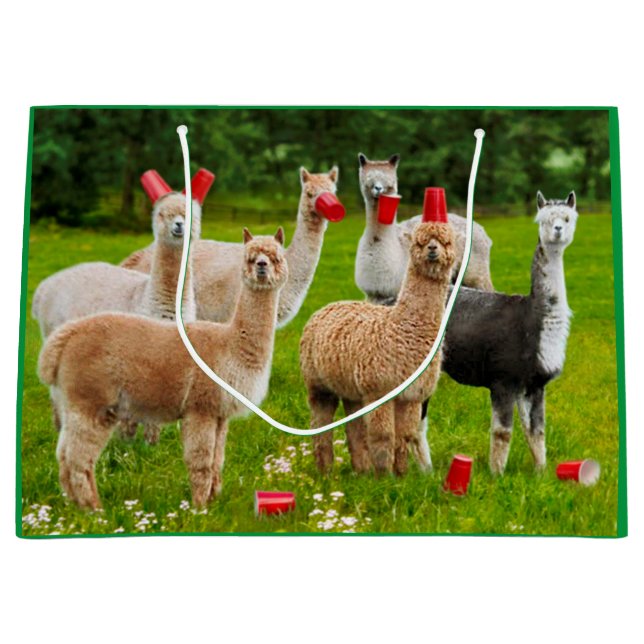 Bolsa De Regalo Grande Alpacas con tazas rojas (Anverso)