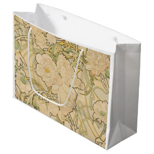 Bolsa De Regalo Grande Alphonse Mucha Peonies Peony Rosas Fawn 1897