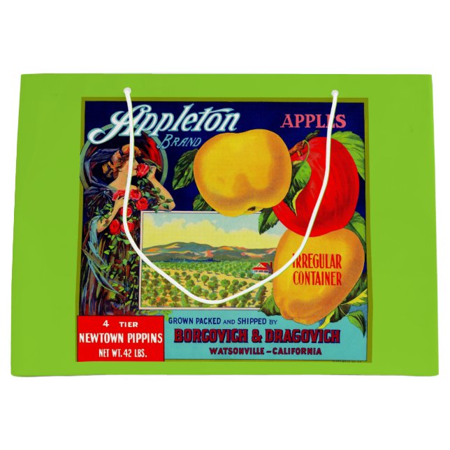 Bolsa De Regalo Grande alrededor de 1900 Appleton Apples crate label prin (Anverso)