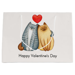Bolsa De Regalo Grande Amantes de la pareja de gatos se divierten con fel