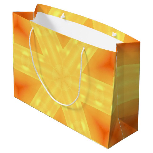 Bolsa De Regalo Grande Amarillo brillante y líneas de Kaleidoscope (Angulo reverso)