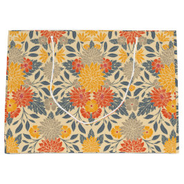 Bolsa De Regalo Grande Amarillo cálido, Naranja y floral azul