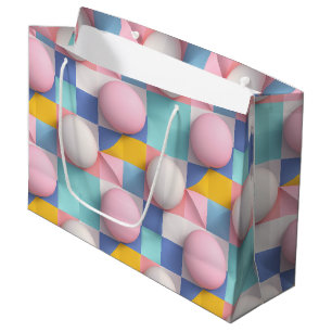 Bolsa De Regalo Grande Ámbitos 3D Pastel y Patrón Geométrico