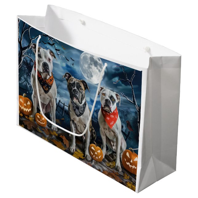 Bolsa De Regalo Grande American Staffordshire Halloween Spooky (Angulo Anverso)