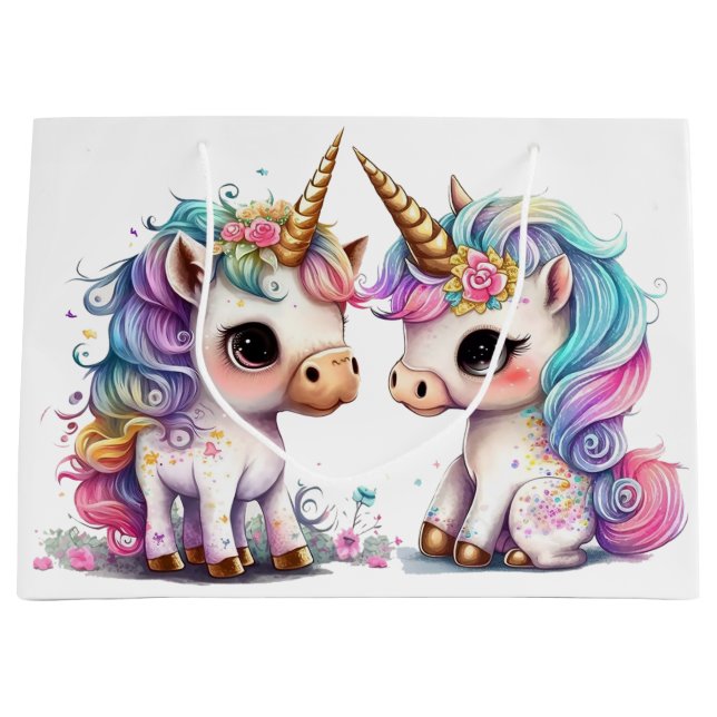 Bolsa De Regalo Grande Amigos Unicornios (Anverso)