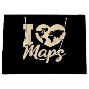 Bolsa De Regalo Grande Amo los mapas, Geografía