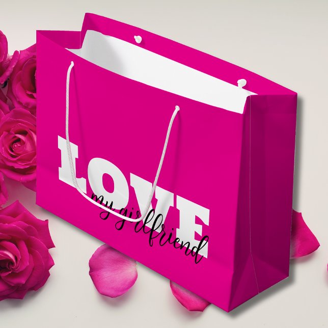 Bolsa De Regalo Grande Amor blanco San Valentín rosa caliente (Subido por el creador)