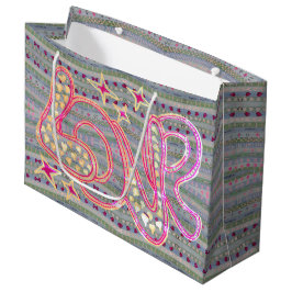Bolsa De Regalo Grande Amor con corazones dibujado a mano