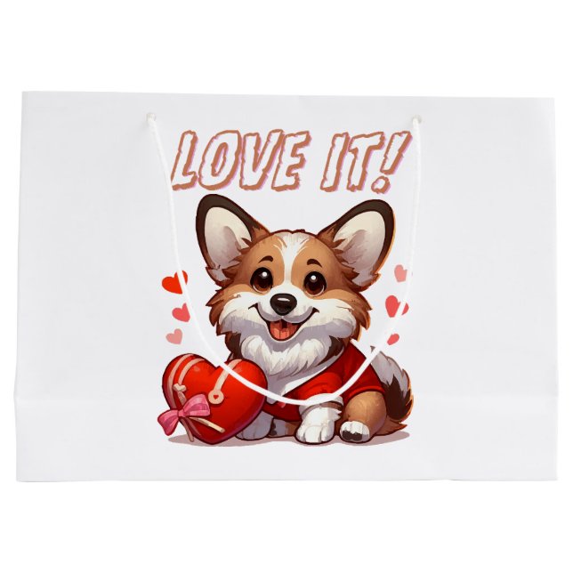 Bolsa De Regalo Grande Amor de Corgi Adorable (Reverso)