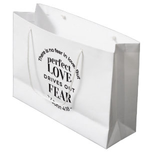 Bolsa De Regalo Grande Amor Eterno - 1 Juan 4:18 Escritura Cita Arte
