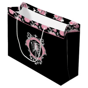 Bolsa De Regalo Grande Amor gótico Floral cardíaca rosa y negra de esqu