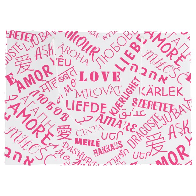 Bolsa De Regalo Grande AMOR - Multi Language - Personalizable Internacion (Reverso)