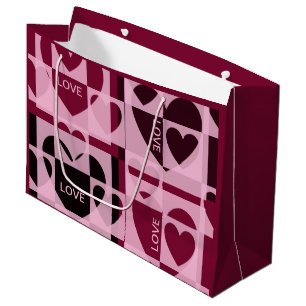 Bolsa De Regalo Grande AMOR personalizado con corazones rojos y rosados f