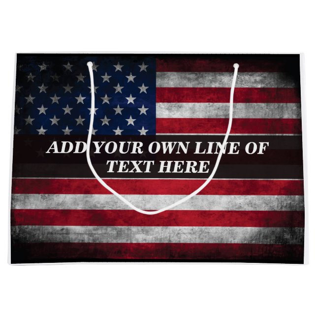 Bolsa De Regalo Grande Añadir tu texto a la bandera estadounidense (Anverso)