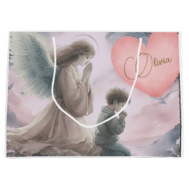 Bolsa De Regalo Grande Ángel de la guarda y niños rezando juntos