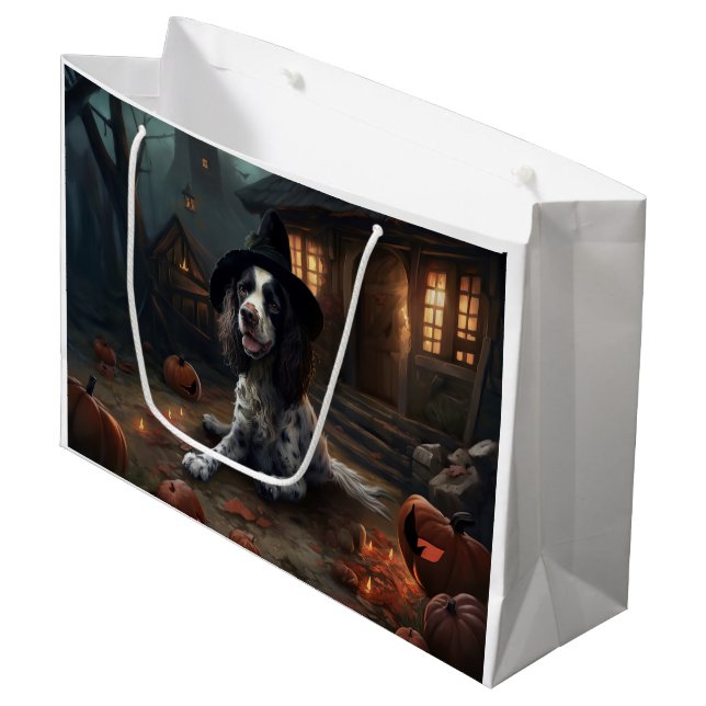 Bolsa De Regalo Grande Anglo Springer Spaniel calabazas Halloween Scary (Angulo Anverso)