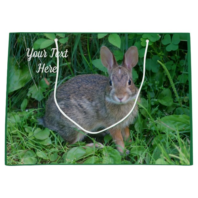 Bolsa De Regalo Grande Animal personalizado de Conejo Marrón Silvestre (Anverso)